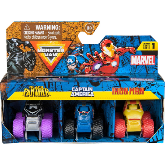 Monster Jam Marvel Mini Jams Iron Man Venom Spider-Man Set